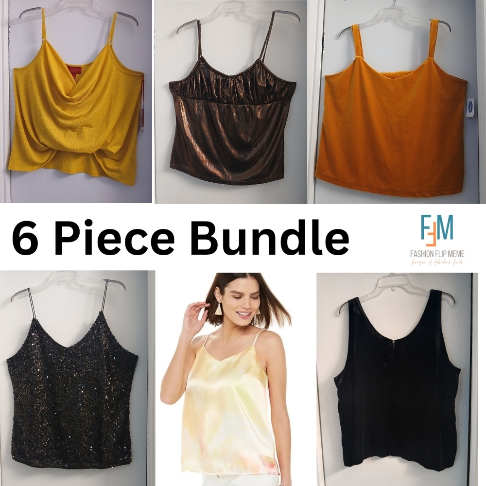 New! Women's 6 Piece Rare Finds Cami Tank Top Collection Assorted Colors & Sizes